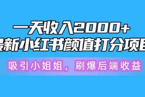 （10187期）一天收入2000+，最新小红书颜值打分项目，吸引小姐姐，刷爆后端收益
