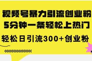 (11754期)视频号暴力引流创业粉,5分钟一条轻松上热门,轻松日引流300+创业粉