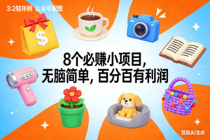 （17114期）8个必赚小项目，无脑简单，百分百有利润，副业首选，日入300+