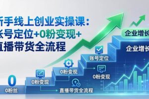（17831期）新手线上创业实操课：账号定位+0粉变现+直播带货全流程，企业用户增长一步到位